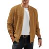 COOFANDY Mens Zip Up Sweater Jacket Waffle Sweatshirt Knit Bomber Lightweight Casual Jackets(Light Brown)