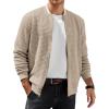 COOFANDY Mens Zip Up Sweater Jacket Waffle Sweatshirt Knit Bomber Lightweight Casual Jackets(Light Khaki)