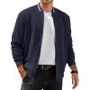 COOFANDY Mens Zip Up Sweater Jacket Waffle Sweatshirt Knit Bomber Lightweight Casual Jackets(Navy Blue)