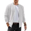 COOFANDY Mens Zip Up Sweater Jacket Waffle Sweatshirt Knit Bomber Lightweight Casual Jackets(White)