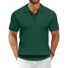 COOFANDY Men’s Zipper Polo Shirt Casual Knit Short Sleeve Polo T Shirt Classic Fit Shirts(Deep Green)