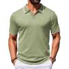 COOFANDY Men’s Zipper Polo Shirt Casual Knit Short Sleeve Polo T Shirt Classic Fit Shirts(Light Green)