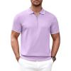 COOFANDY Men’s Zipper Polo Shirt Casual Knit Short Sleeve Polo T Shirt Classic Fit Shirts(Light Purple)