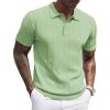 COOFANDY Men’s Zipper Polo Shirt Casual Knit Short Sleeve Polo T Shirt Classic Fit Shirts(Olive Green)