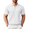 COOFANDY Men’s Zipper Polo Shirt Casual Knit Short Sleeve Polo T Shirt Classic Fit Shirts(White)