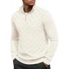 COOFANDY Quarter Zip Pullover Men Dress Sweaters Long Sleeve Jacquard Checkered Sweater(Champagne)