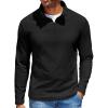 COOFANDY Quarter Zip Pullover Men Long Sleeve Sweatshirts for Men Fleece Sweater Fall(Black)