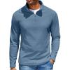 COOFANDY Quarter Zip Pullover Men Long Sleeve Sweatshirts for Men Fleece Sweater Fall(Dark Blue)