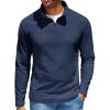 COOFANDY Quarter Zip Pullover Men Long Sleeve Sweatshirts for Men Fleece Sweater Fall(Navy Blue)