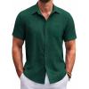 COOFANDY Shirts for Men Short Sleeve Button Down Shirt Casual Summer Beach Shirts(Bright Green)