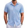COOFANDY Shirts for Men Short Sleeve Button Down Shirt Casual Summer Beach Shirts(Clean Blue)