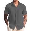 COOFANDY Shirts for Men Short Sleeve Button Down Shirt Casual Summer Beach Shirts(Granite Gray)