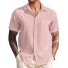 COOFANDY Shirts for Men Short Sleeve Button Down Shirt Casual Summer Beach Shirts(Veiled Rose)