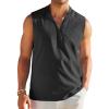 COOFANDY Sleeveless Beach Shirts for Men Summer Tank Shirts Casual Henley Tank Top(Black)