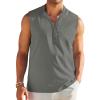 COOFANDY Sleeveless Beach Shirts for Men Summer Tank Shirts Casual Henley Tank Top(Dark Grey)