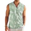 COOFANDY Sleeveless Beach Shirts for Men Summer Tank Shirts Casual Henley Tank Top(Green Leaves)