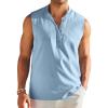 COOFANDY Sleeveless Beach Shirts for Men Summer Tank Shirts Casual Henley Tank Top(Light Blue)
