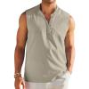 COOFANDY Sleeveless Beach Shirts for Men Summer Tank Shirts Casual Henley Tank Top(Light Grey)