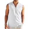 COOFANDY Sleeveless Beach Shirts for Men Summer Tank Shirts Casual Henley Tank Top(White)