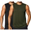 COOFANDY Sleeveless Muscle Shirts for Men Dry Fit Workout Gym Tank Tops Summer Swim Beach Shirt(Black/Army Green)