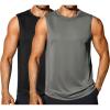 COOFANDY Sleeveless Muscle Shirts for Men Dry Fit Workout Gym Tank Tops Summer Swim Beach Shirt(Black/Light Gray)