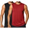 COOFANDY Sleeveless Muscle Shirts for Men Dry Fit Workout Gym Tank Tops Summer Swim Beach Shirt(Black/Red)