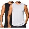 COOFANDY Sleeveless Muscle Shirts for Men Dry Fit Workout Gym Tank Tops Summer Swim Beach Shirt(Black/White)