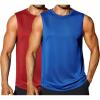 COOFANDY Sleeveless Muscle Shirts for Men Dry Fit Workout Gym Tank Tops Summer Swim Beach Shirt(Blue/Red)