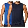 COOFANDY Sleeveless Muscle Shirts for Men Dry Fit Workout Gym Tank Tops Summer Swim Beach Shirt(Navy Blue/Blue)