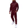 COOFANDY Tracksuit Mens with Zipper Pockets Full Zip Hoodie Sweatsuit 2 Pieces Running Jogging Sports Casual Sweat Suits(Wine Red)
