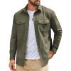 COOFANDY Work Shirts for Mens Long Sleeve Casual Button Down Shirt Mens Shacket with Flap Pockets(Army Green)