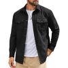 COOFANDY Work Shirts for Mens Long Sleeve Casual Button Down Shirt Mens Shacket with Flap Pockets(Black)
