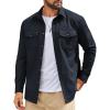 COOFANDY Work Shirts for Mens Long Sleeve Casual Button Down Shirt Mens Shacket with Flap Pockets(Dark Blue)