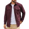 COOFANDY Work Shirts for Mens Long Sleeve Casual Button Down Shirt Mens Shacket with Flap Pockets(Dark Red)