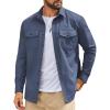 COOFANDY Work Shirts for Mens Long Sleeve Casual Button Down Shirt Mens Shacket with Flap Pockets(Grey Blue)