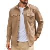 COOFANDY Work Shirts for Mens Long Sleeve Casual Button Down Shirt Mens Shacket with Flap Pockets(Kakhi)