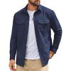 COOFANDY Work Shirts for Mens Long Sleeve Casual Button Down Shirt Mens Shacket with Flap Pockets(Navy Blue)