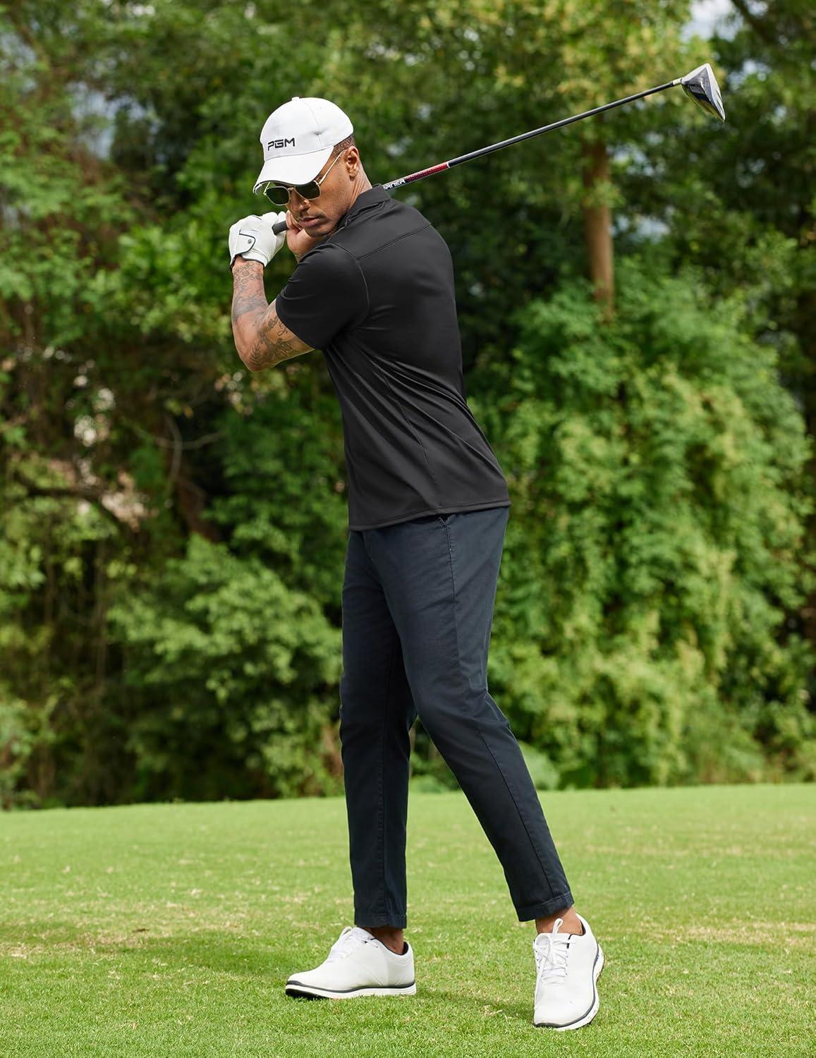 imageCOOFANDY Men Polo Shirts Short Sleeve Quick Drying Athletic Collared Golf Shirts Moisture Wicking TeesBlack