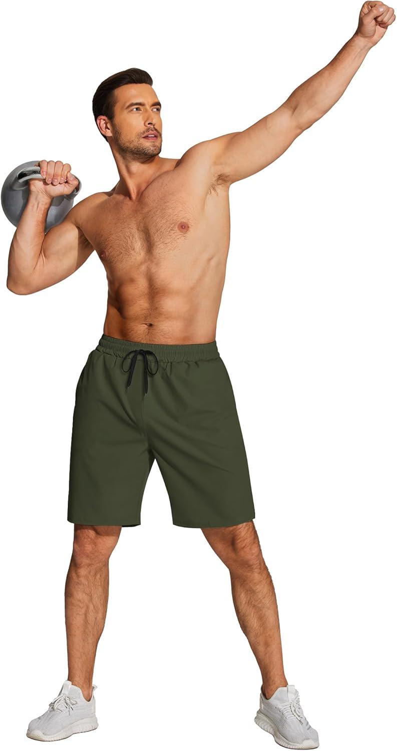 imageCOOFANDY Mens 3 Pack Athletic Running Shorts Gym Workout Short Quick Dry Sports Short with PocketsBlackArmy Green