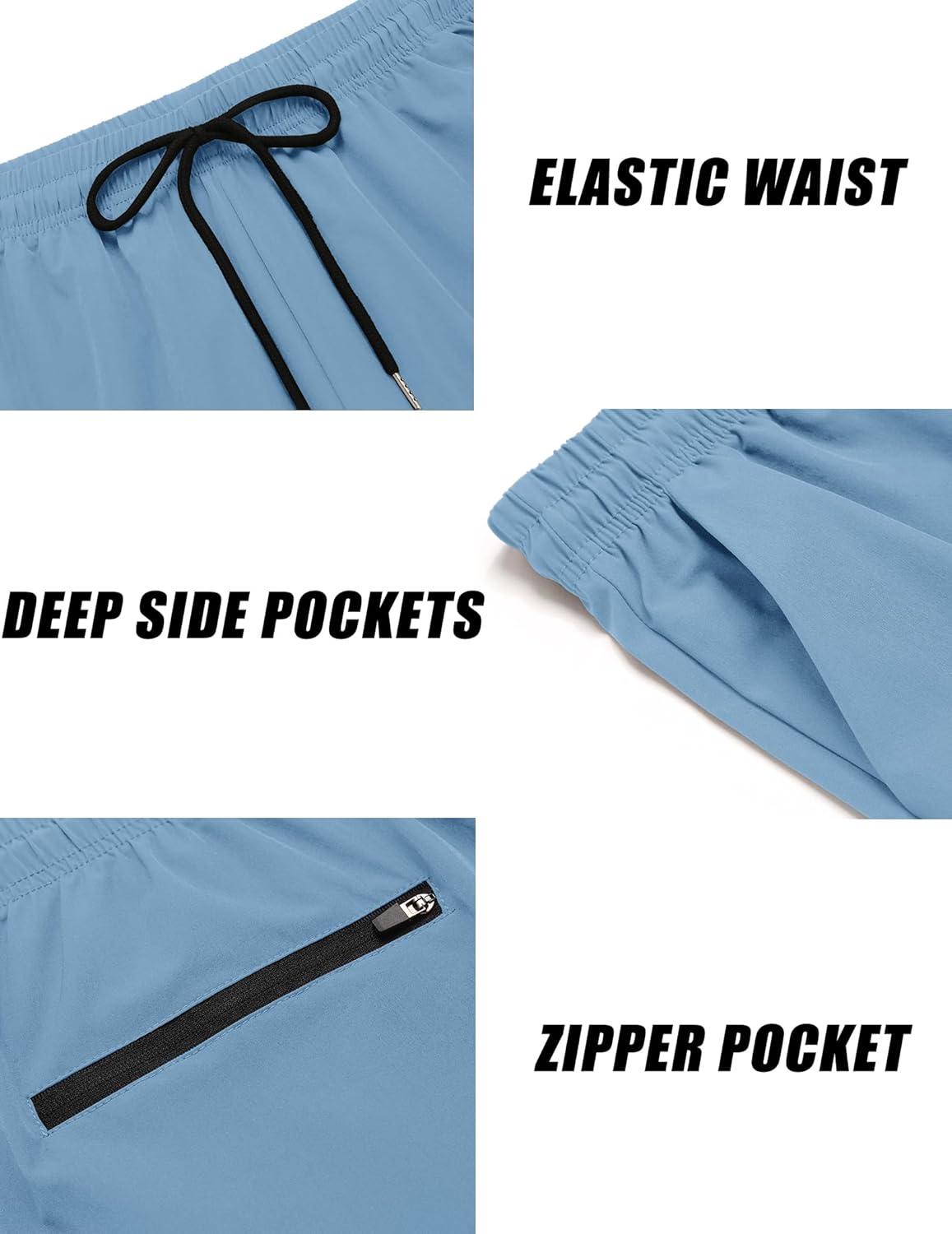 imageCOOFANDY Mens 3 Pack Athletic Running Shorts Gym Workout Short Quick Dry Sports Short with PocketsDark GreyLight Blue