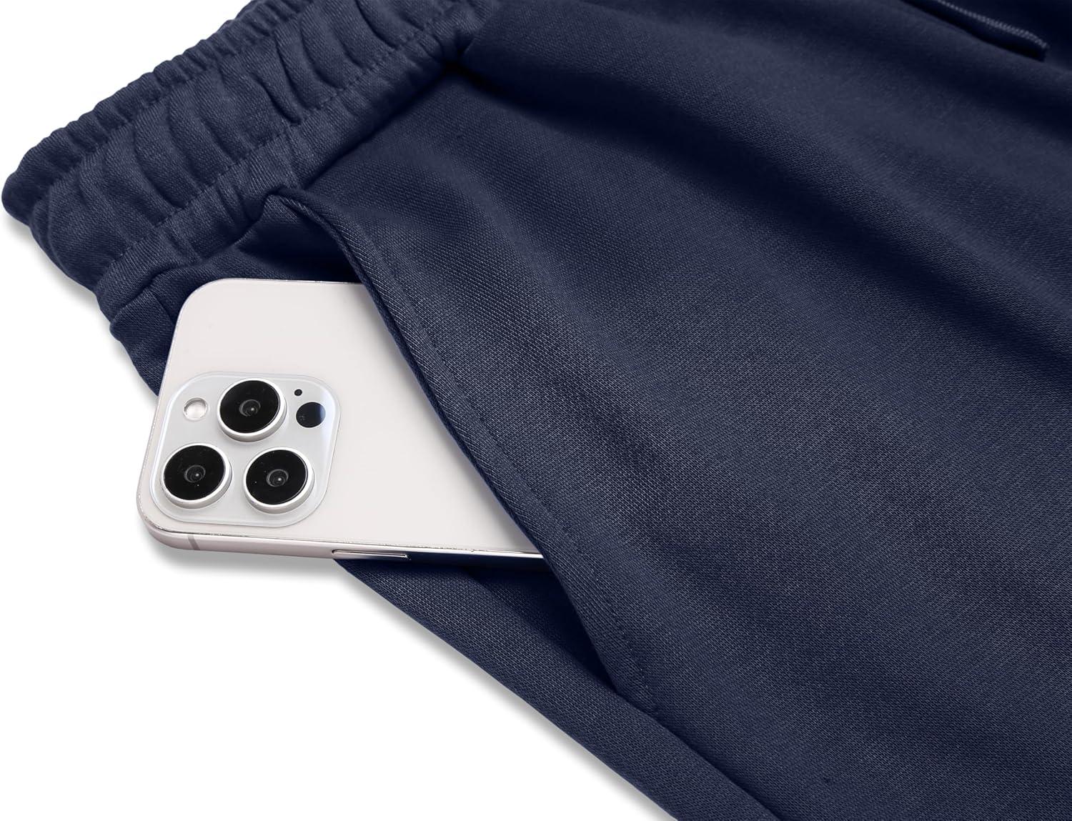 imageCOOFANDY Mens Athletic Joggers Casual Gym Sweatpants Workout Running Track Pants with Pockets2 Pack BlackNavy Blue