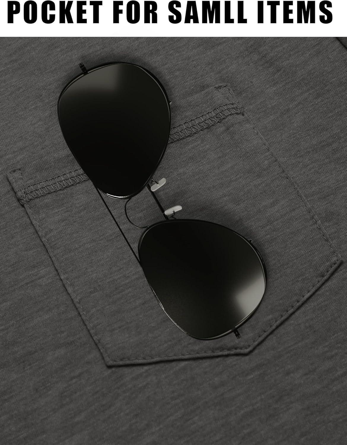 imageCOOFANDY Mens Casual Henley Shirts Short Sleeve Pocket TShirts Lightweight Button Henley Pullover Basic TeesDark Grey