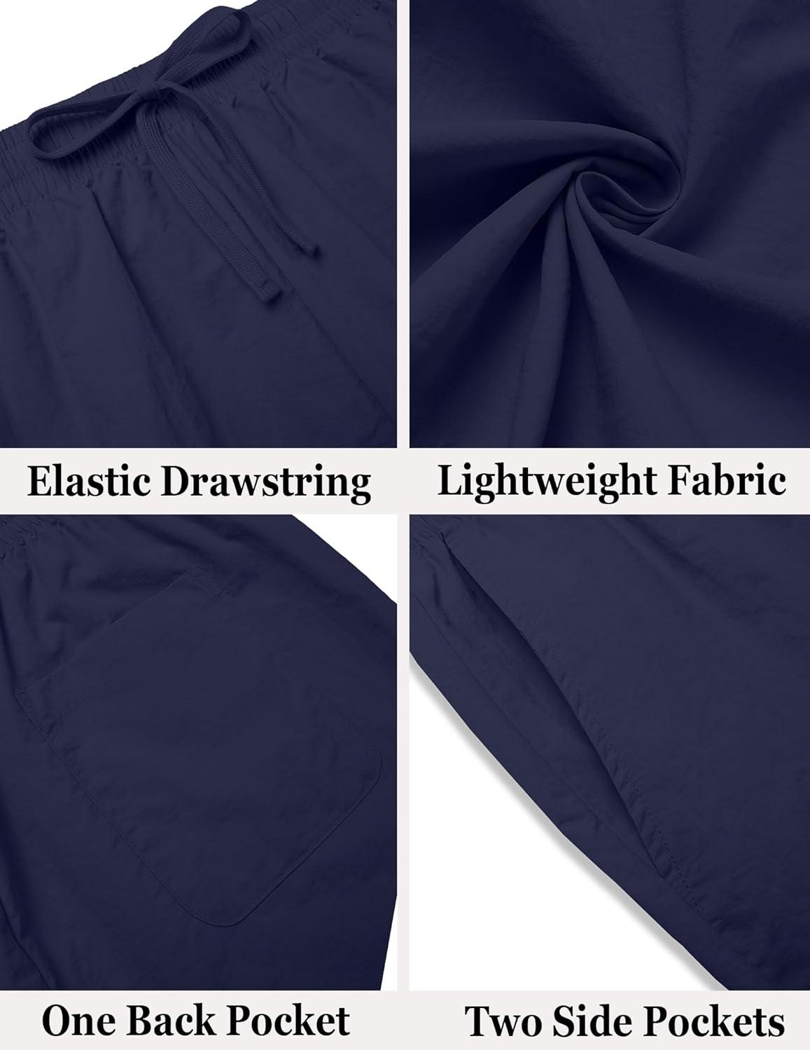 imageCOOFANDY Mens Casual Shorts Elastic Waist Drawstring Lightweight Summer Beach ShortsNavy Blue