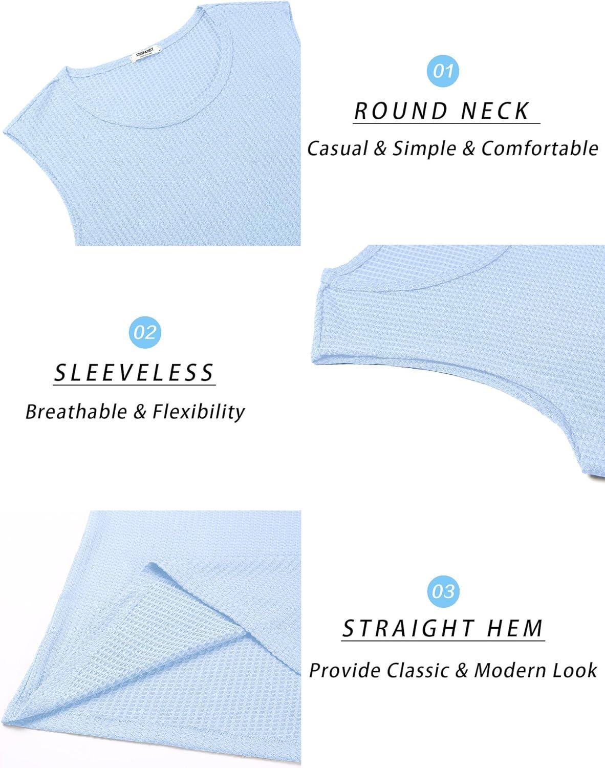 imageCOOFANDY Mens Casual Tank Tops 2 Pack Knit Sleeveless Lightweight Tee Muscle Basic T ShirtsNavyLight Blue