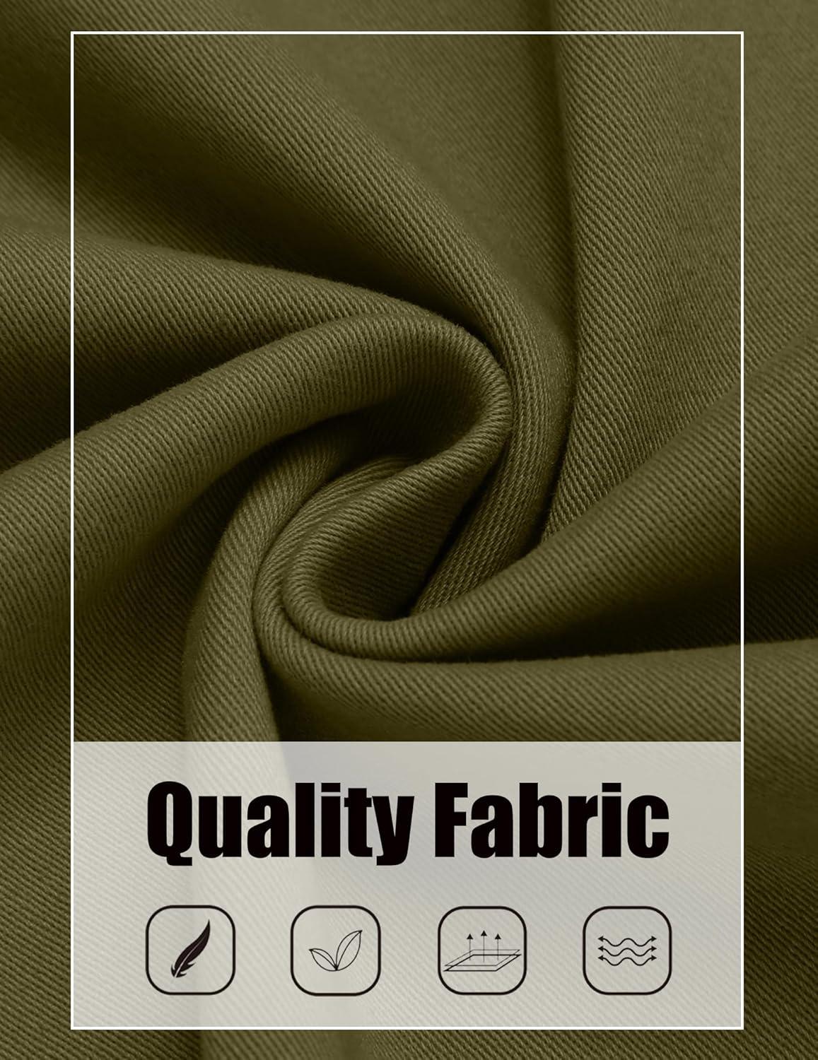 imageCOOFANDY Mens Cotton Cargo Pants Relaxed Fit Elastic Waist Casual Pants Stretch Work Cargo Pant with PocketsArmy Green