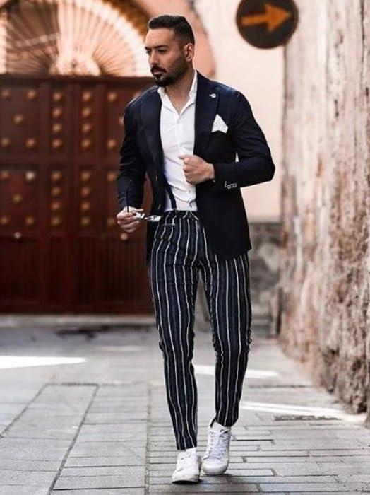 imageCOOFANDY Mens Cotton Linen Pants Elastic Waist Lightweight Casual Pants Relaxed Fit Yoga Beach Pants with PocketsBlack White Stripe