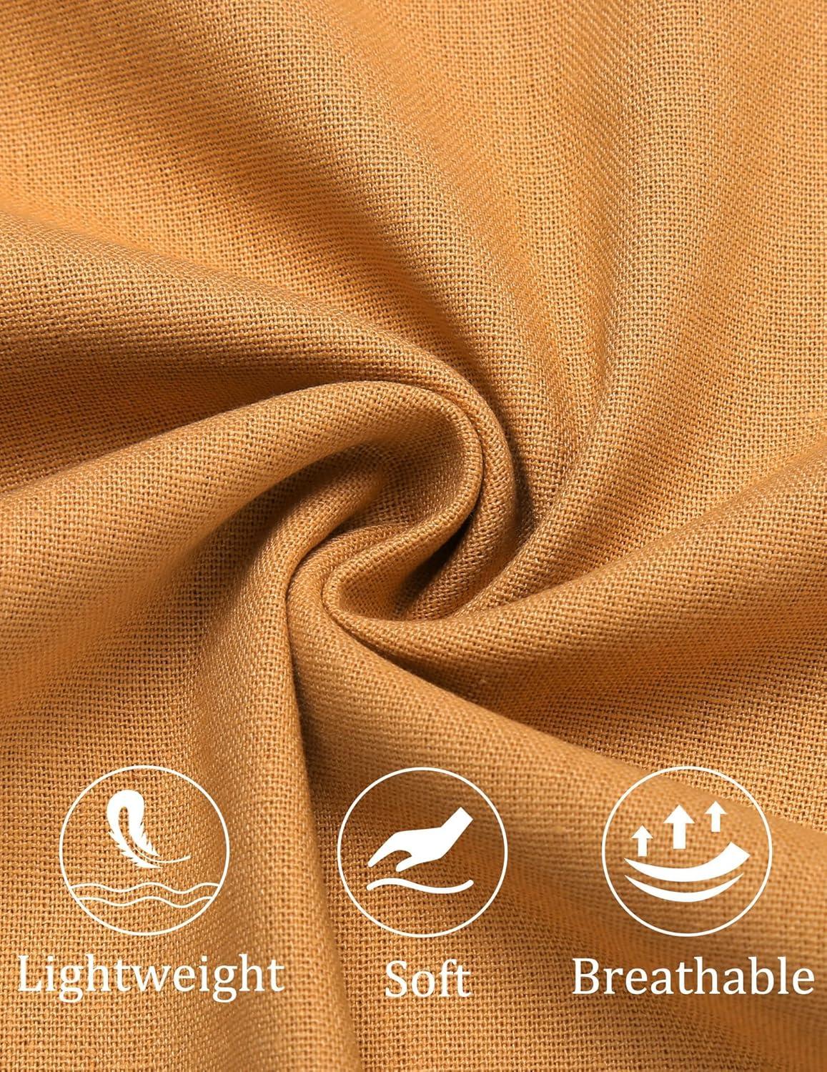 imageCOOFANDY Mens Cotton Linen Pants Elastic Waist Lightweight Casual Pants Relaxed Fit Yoga Beach Pants with PocketsBrown