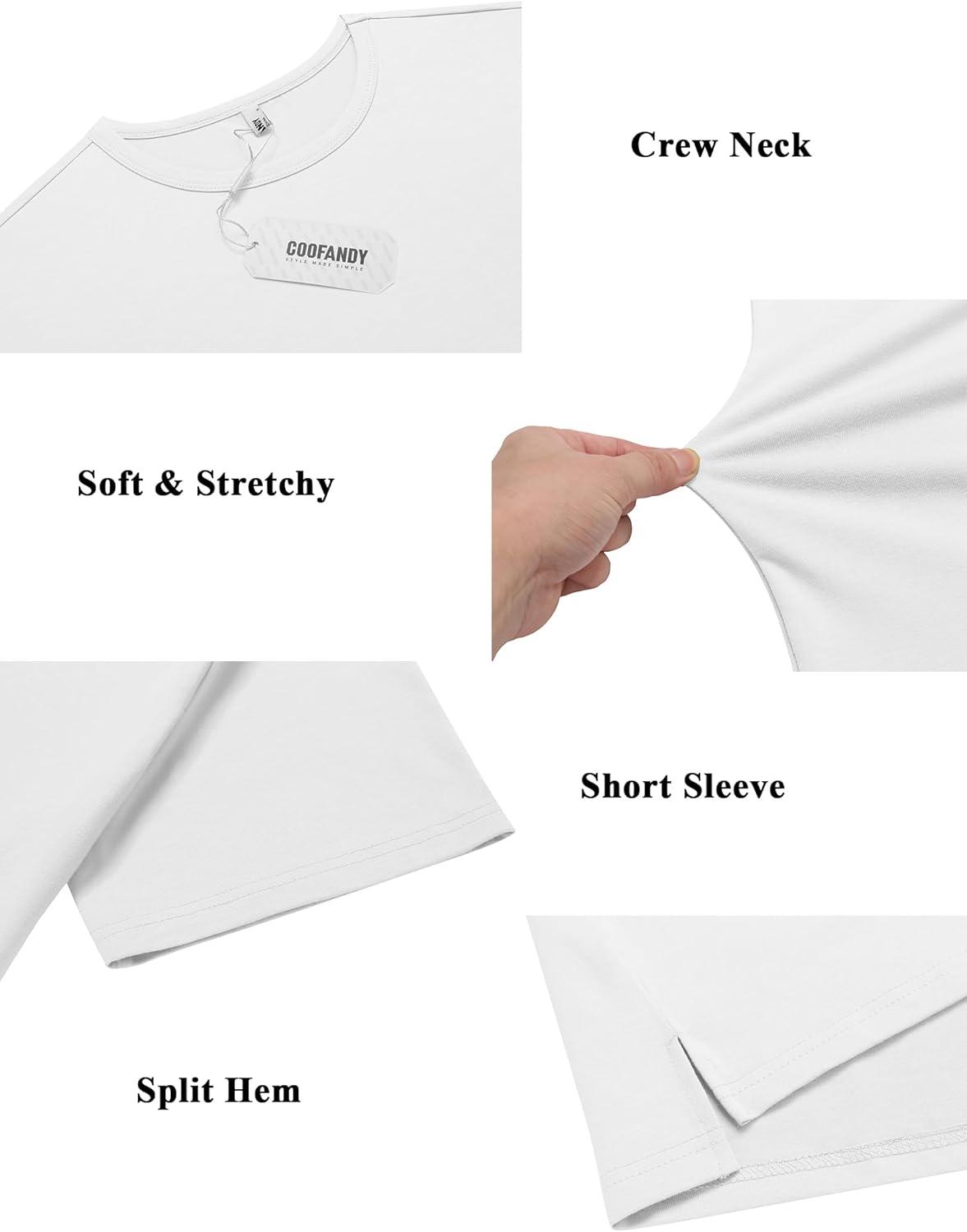 imageCOOFANDY Mens Cotton TShirt Short Sleeve Crew Neck Tee Shirts Casual Solid Basic TopsWhite