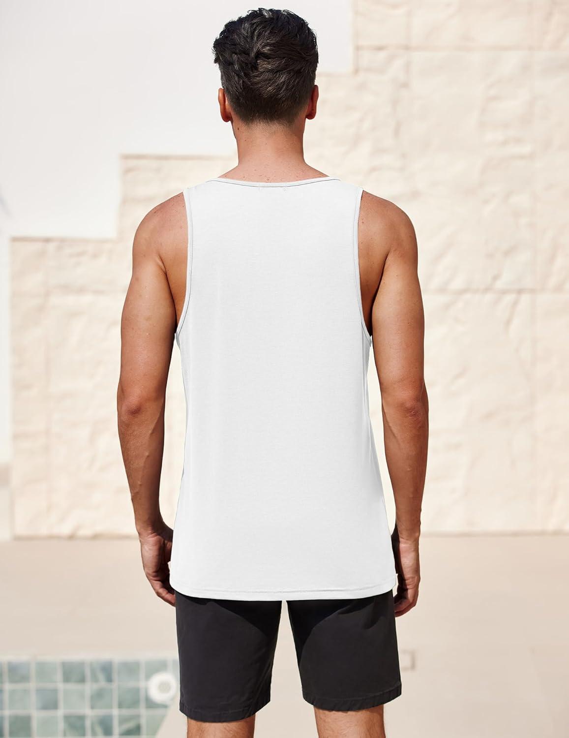 imageCOOFANDY Mens Floral Tank Top Sleeveless Tees All Over Print Casual Sport TShirts Hawaii Beach Vacation2 Packwhitecoconut Tree