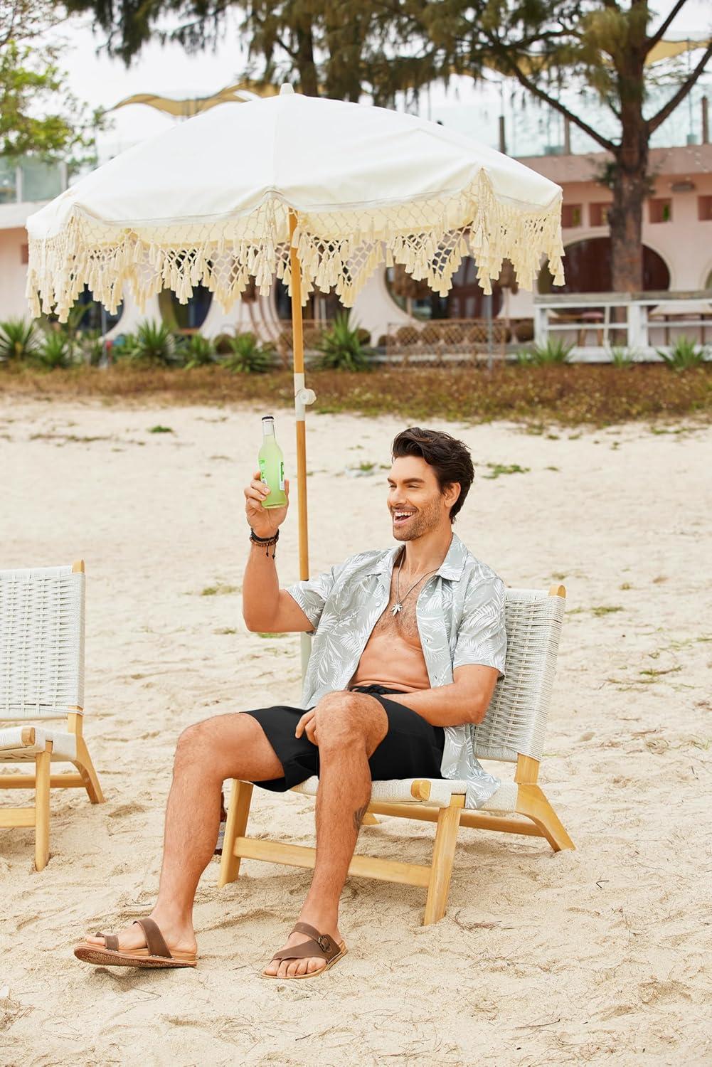 imageCOOFANDY Mens Hawaiian Beach Shorts Elastic Waist Drawstring Lightweight Summer Casual Shorts with PocketNavy BlueampampLilyL